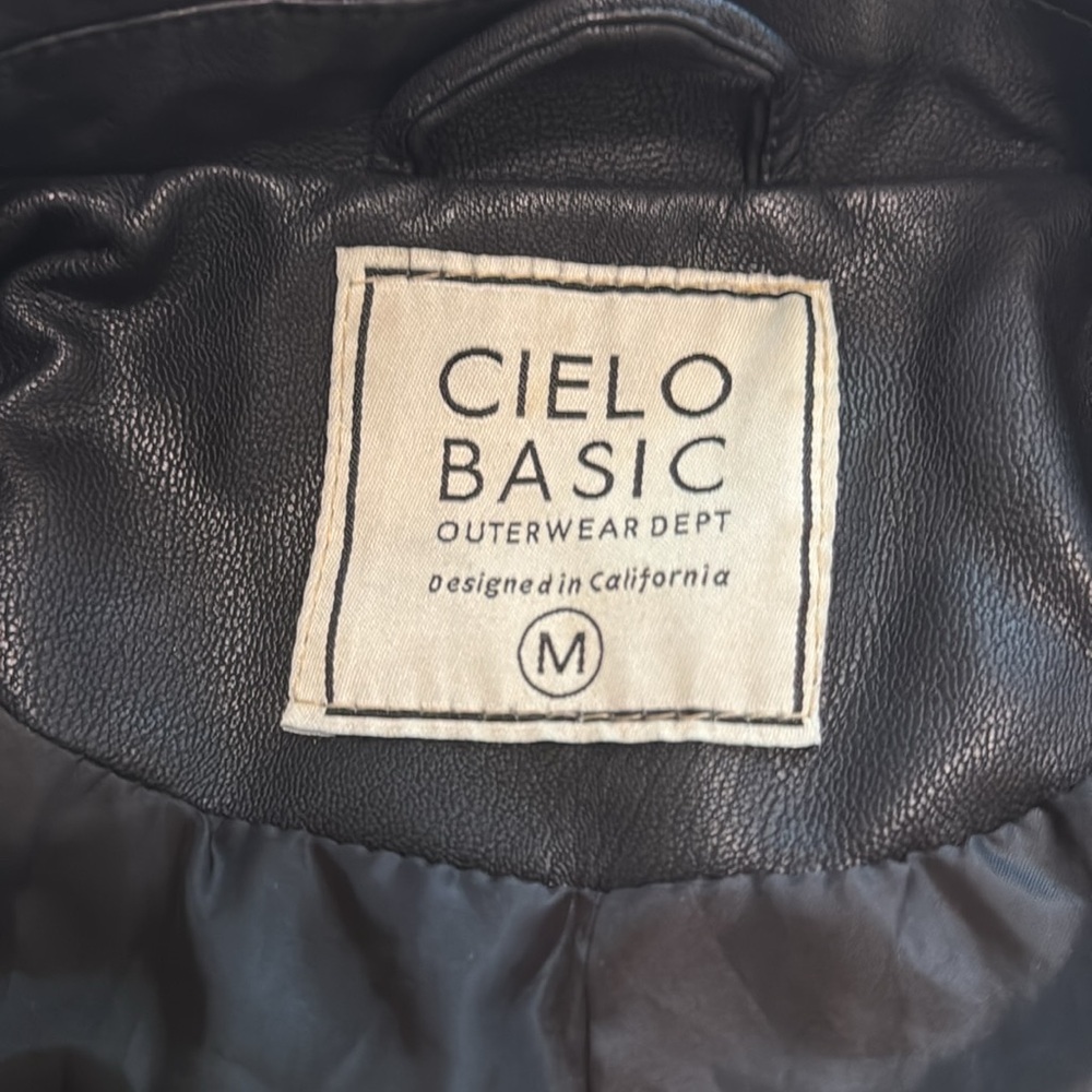 Cielo Basic Classic Black Leather Jacket Size M - image 2